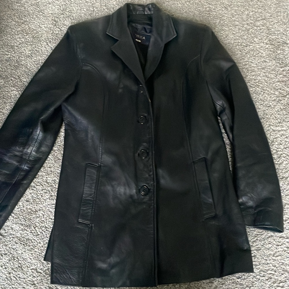 Vintage leather button up jacket